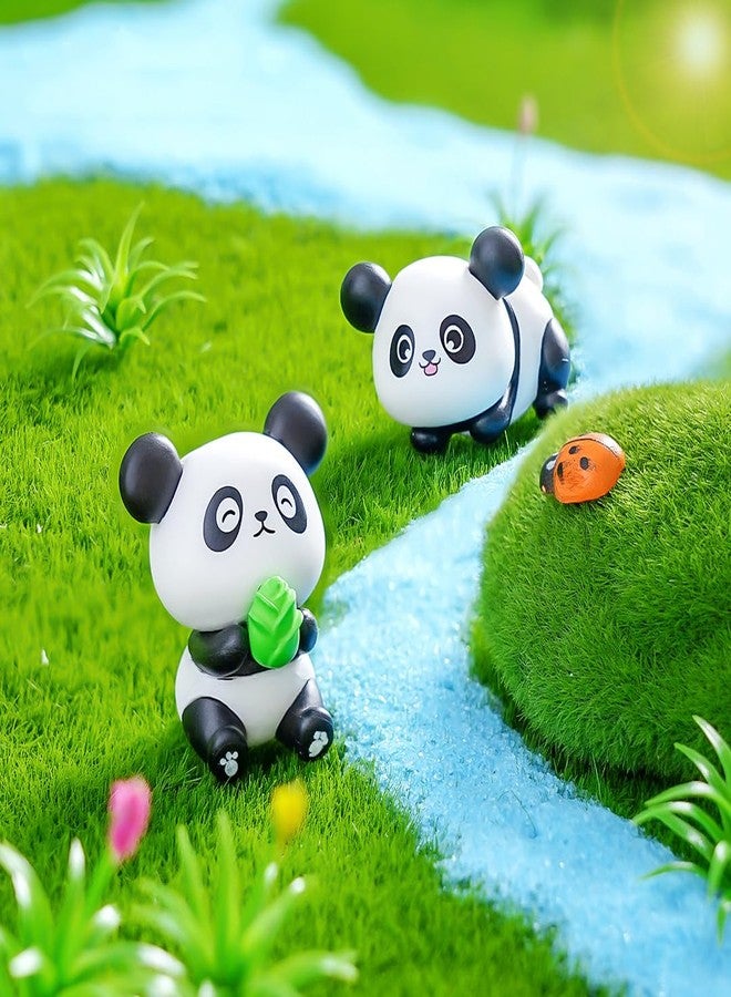 Spiaty Resin Miniature Panda Figurines Home, Office and Car Dashboard, Set of 4, Black and White - Image 3